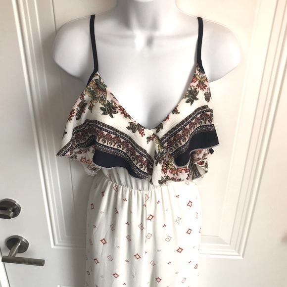 Miley & Molly Multi Mixed Print Aztec cold shoulder ruffle jumpsuit size S EUC - Picture 5 of 13